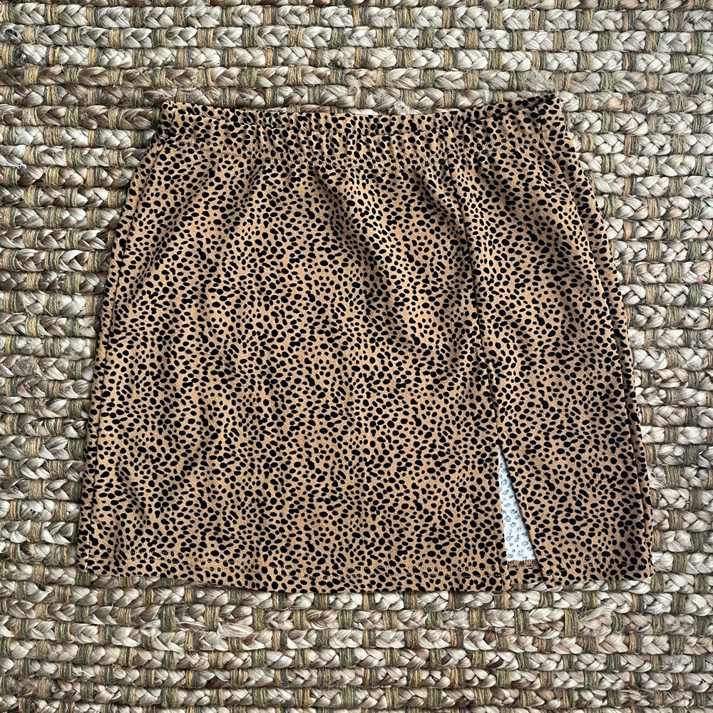 Leopard Mini Skirt with Slit